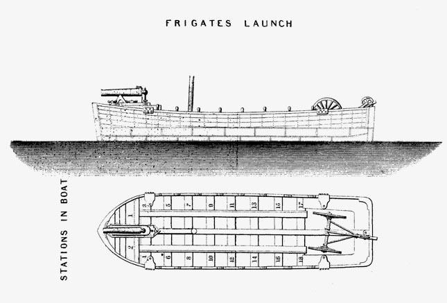 Vintage line engraving of a navy gunboat showing the original purpose of the boat howitzer design. (Bureau of Ordnance, U.S. Navy, 1866) Vintage line engraving of a navy gunboat showing the original purpose of the boat howitzer design. (Bureau of Ordnance, U.S. Navy, 1866)